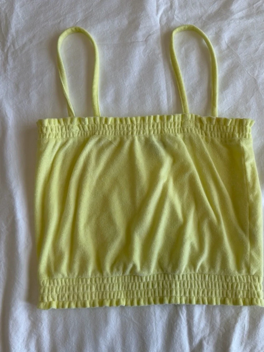 J. Crew Lemon Yellow Smocked Cropped Tank